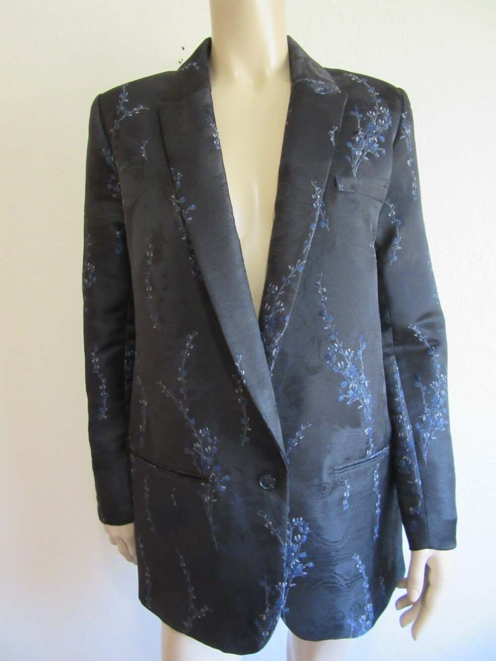 H&M Conscious Black S Floral Pattern Business Evening Blazer-NWT-CA2